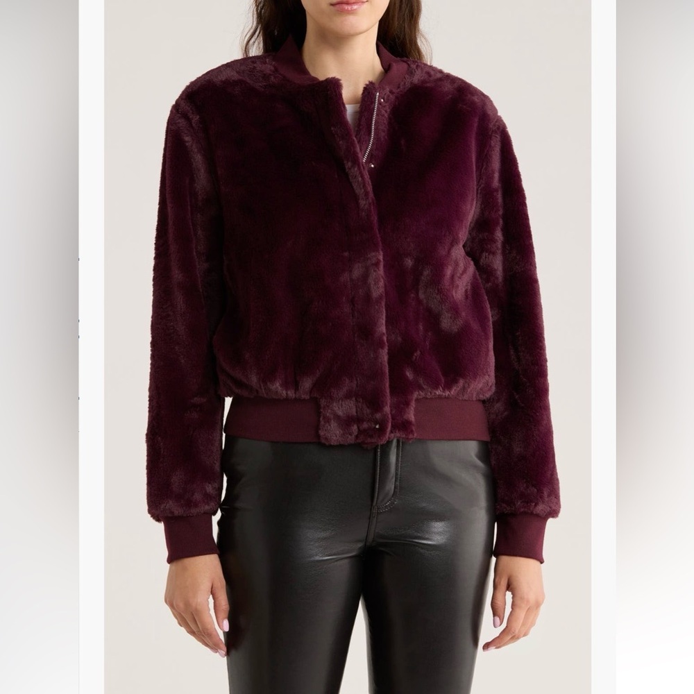Sanctuary Plush Teddy Jacket - Deep Merlot Burgundy XL